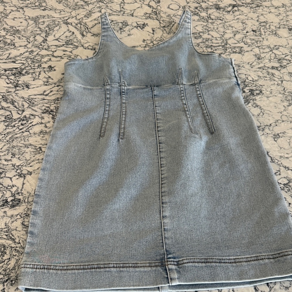 love, Fire Light Blue Denim Top with Script Label